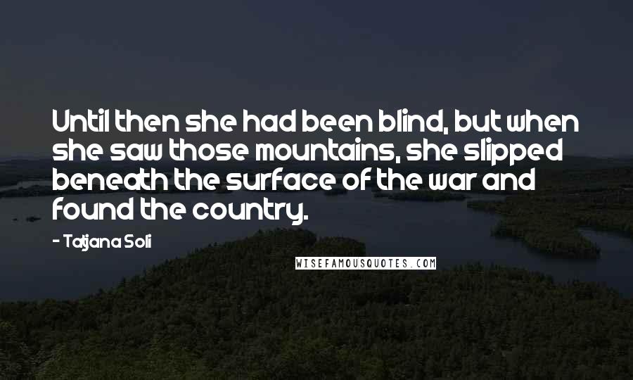 Tatjana Soli Quotes: Until then she had been blind, but when she saw those mountains, she slipped beneath the surface of the war and found the country.