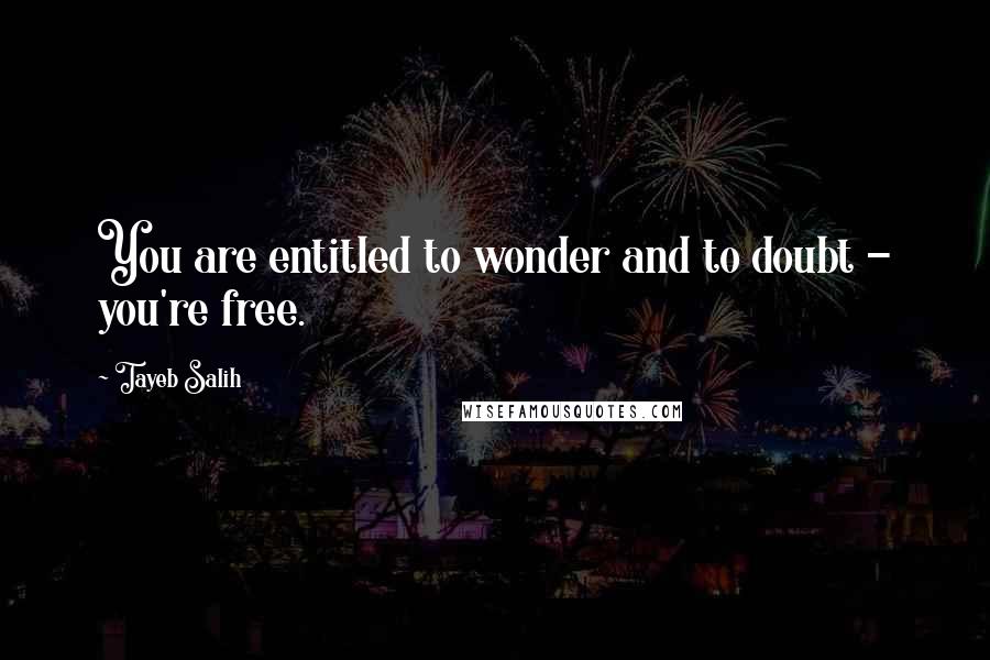 Tayeb Salih Quotes: You are entitled to wonder and to doubt - you're free.