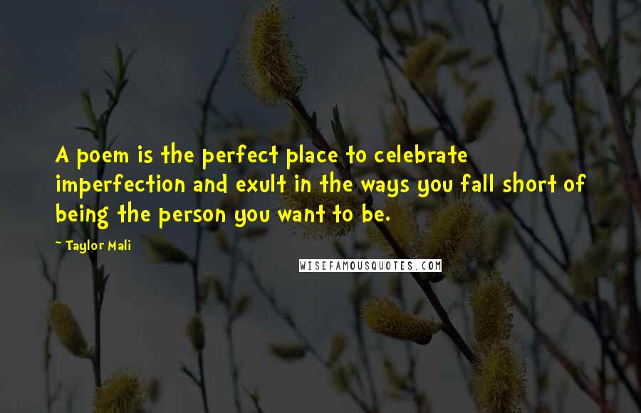 Taylor Mali Quotes: A poem is the perfect place to celebrate imperfection and exult in the ways you fall short of being the person you want to be.