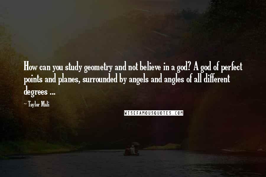 Taylor Mali Quotes: How can you study geometry and not believe in a god? A god of perfect points and planes, surrounded by angels and angles of all different degrees ...