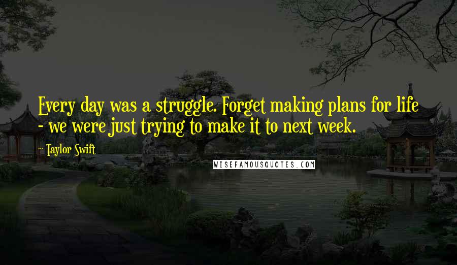 Taylor Swift Quotes: Every day was a struggle. Forget making plans for life - we were just trying to make it to next week.