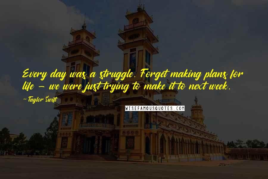 Taylor Swift Quotes: Every day was a struggle. Forget making plans for life - we were just trying to make it to next week.