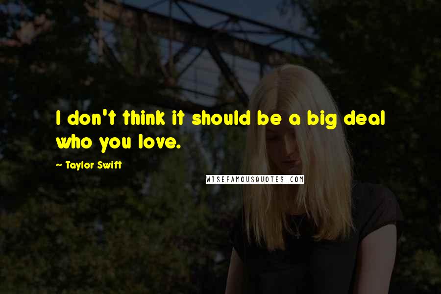 Taylor Swift Quotes: I don't think it should be a big deal who you love.