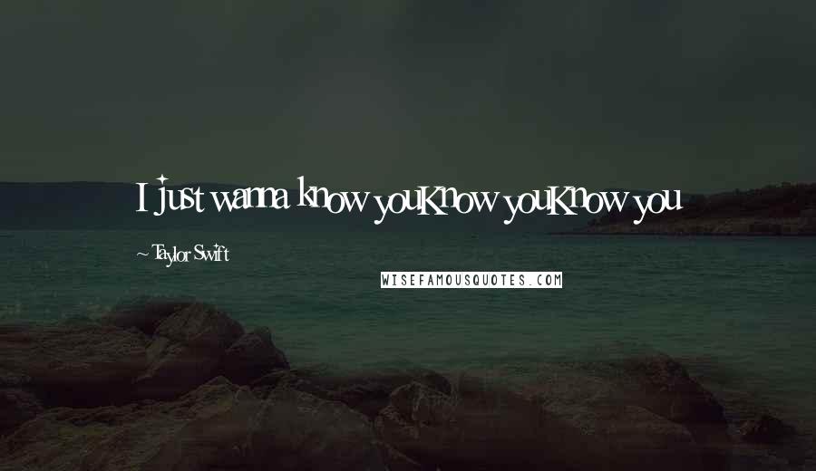 Taylor Swift Quotes: I just wanna know youKnow youKnow you