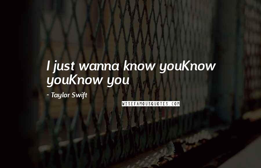 Taylor Swift Quotes: I just wanna know youKnow youKnow you