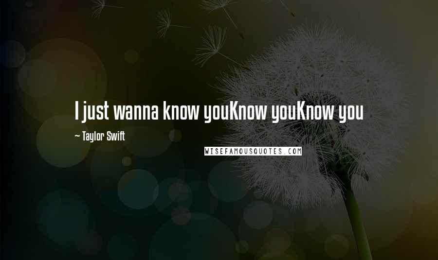 Taylor Swift Quotes: I just wanna know youKnow youKnow you