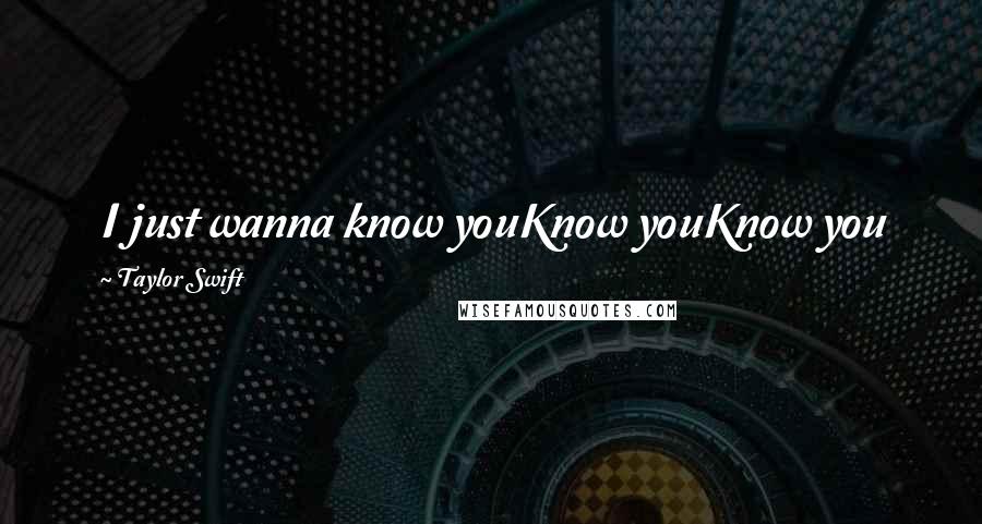 Taylor Swift Quotes: I just wanna know youKnow youKnow you