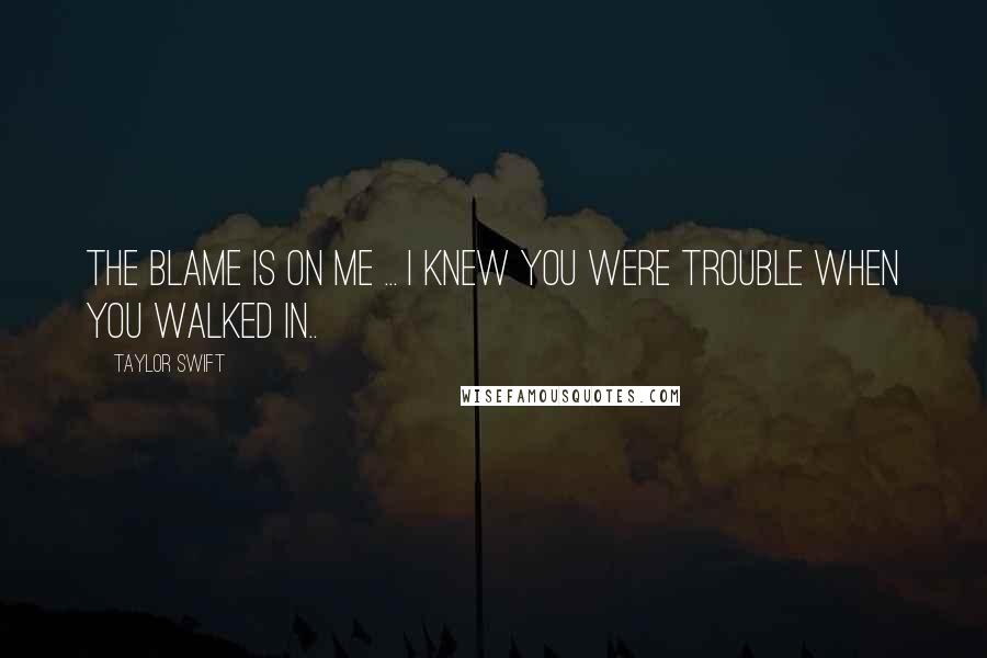 Taylor Swift Quotes: The blame is on me ... I knew you were trouble when you walked in..