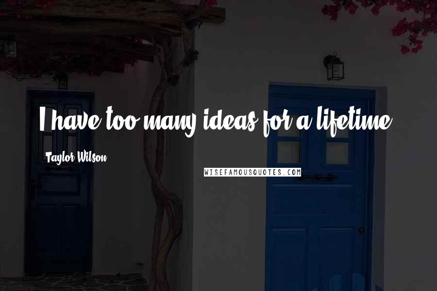 Taylor Wilson Quotes: I have too many ideas for a lifetime.