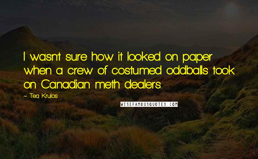 Tea Krulos Quotes: I wasn't sure how it looked on paper when a crew of costumed oddballs took on Canadian meth dealers.