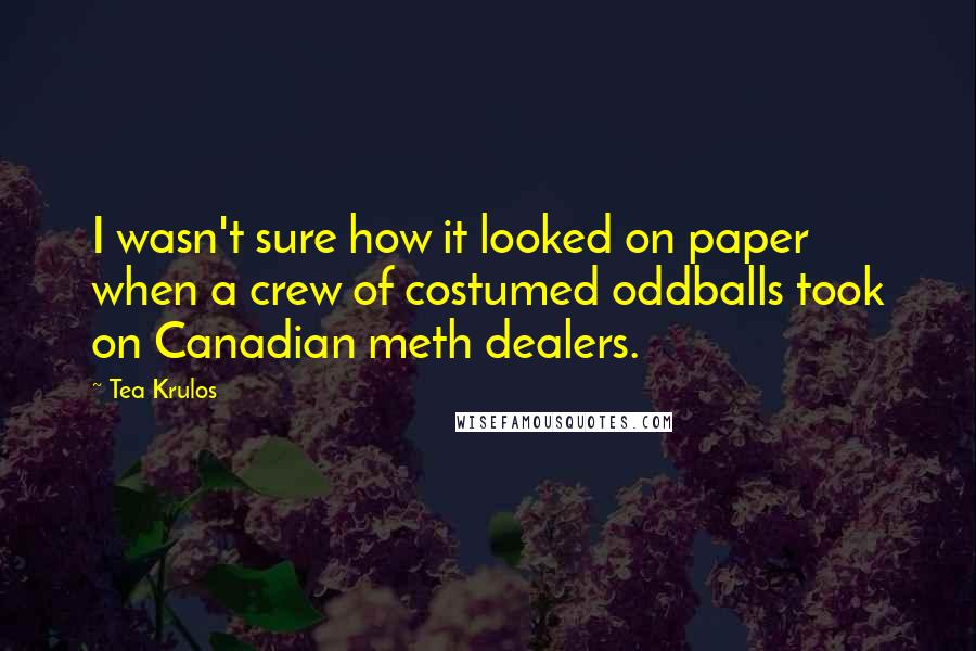 Tea Krulos Quotes: I wasn't sure how it looked on paper when a crew of costumed oddballs took on Canadian meth dealers.