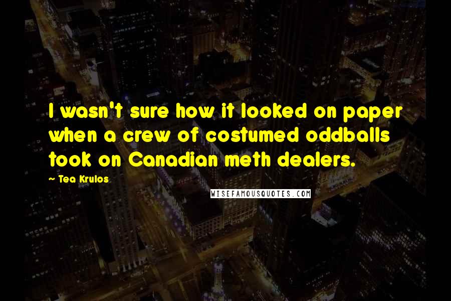 Tea Krulos Quotes: I wasn't sure how it looked on paper when a crew of costumed oddballs took on Canadian meth dealers.