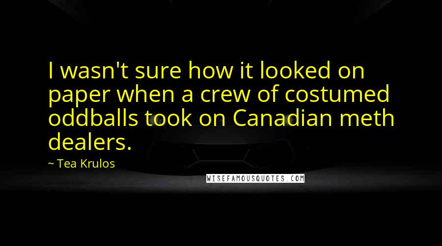 Tea Krulos Quotes: I wasn't sure how it looked on paper when a crew of costumed oddballs took on Canadian meth dealers.