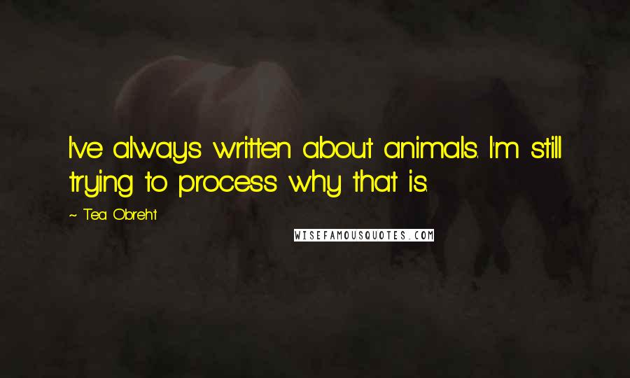 Tea Obreht Quotes: I've always written about animals. I'm still trying to process why that is.