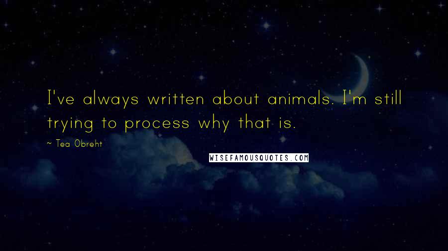 Tea Obreht Quotes: I've always written about animals. I'm still trying to process why that is.