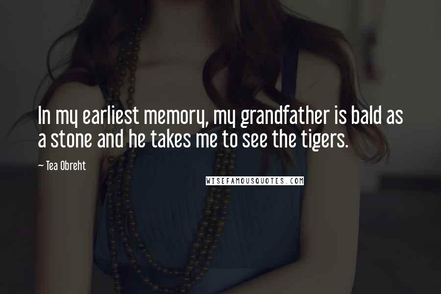 Tea Obreht Quotes: In my earliest memory, my grandfather is bald as a stone and he takes me to see the tigers.