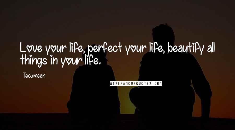 Tecumseh Quotes: Love your life, perfect your life, beautify all things in your life.