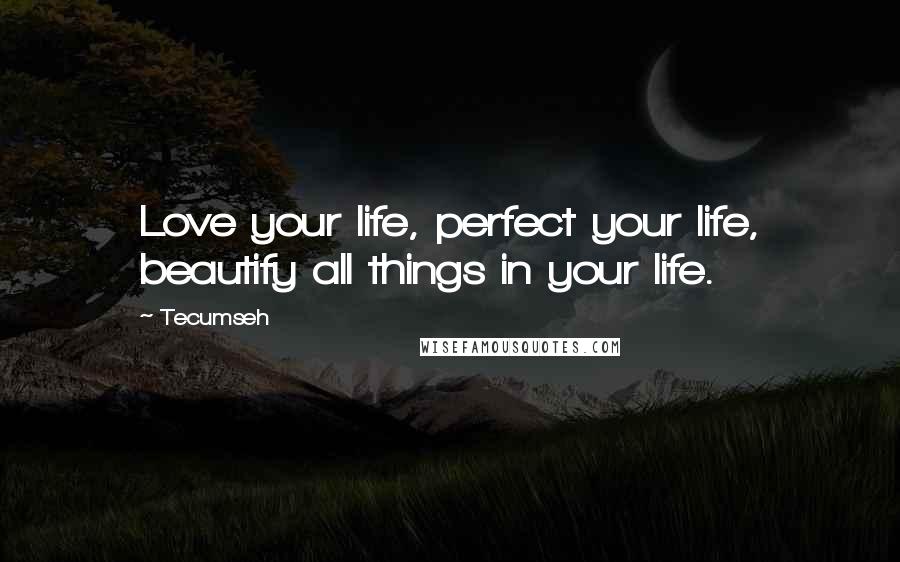 Tecumseh Quotes: Love your life, perfect your life, beautify all things in your life.