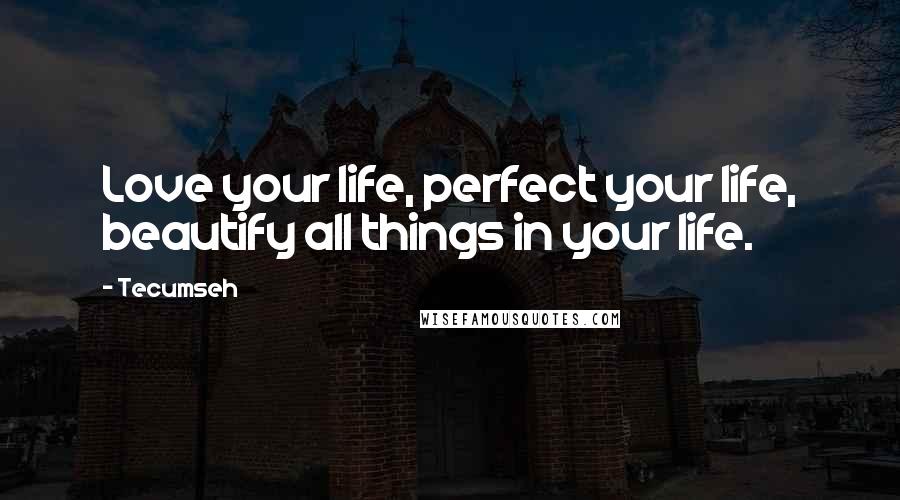 Tecumseh Quotes: Love your life, perfect your life, beautify all things in your life.