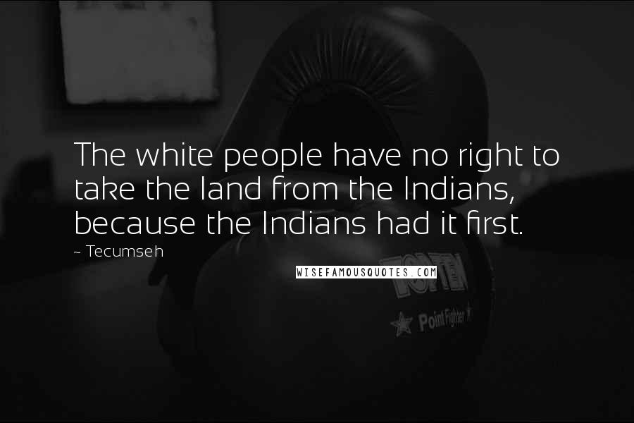 Tecumseh Quotes: The white people have no right to take the land from the Indians, because the Indians had it first.