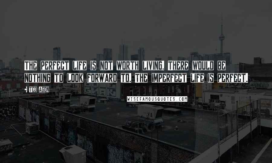 Ted Agon Quotes: The perfect life is not worth living. There would be nothing to look forward to. The imperfect life is perfect.