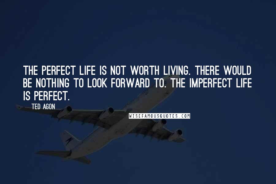 Ted Agon Quotes: The perfect life is not worth living. There would be nothing to look forward to. The imperfect life is perfect.