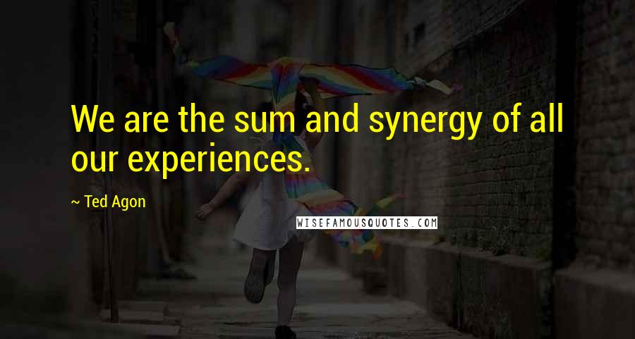 Ted Agon Quotes: We are the sum and synergy of all our experiences.