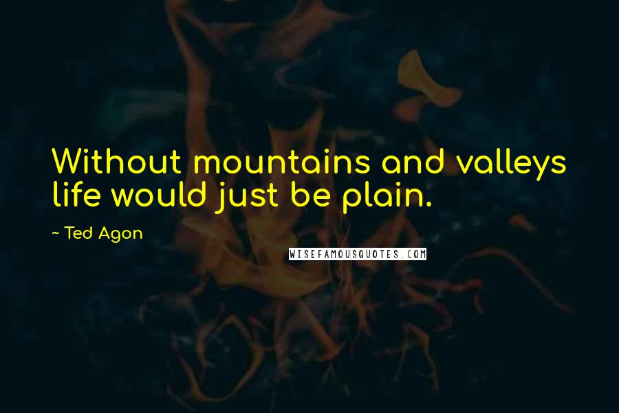 Ted Agon Quotes: Without mountains and valleys life would just be plain.