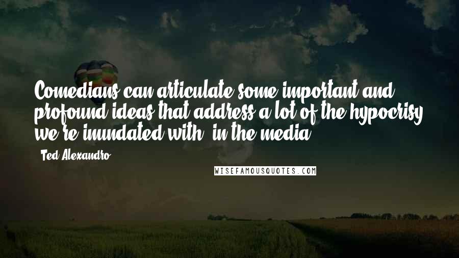 Ted Alexandro Quotes: Comedians can articulate some important and profound ideas that address a lot of the hypocrisy we're inundated with (in the media).