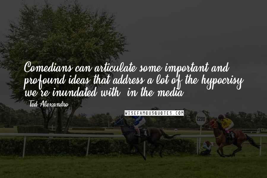 Ted Alexandro Quotes: Comedians can articulate some important and profound ideas that address a lot of the hypocrisy we're inundated with (in the media).