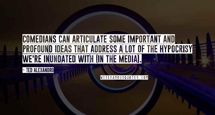 Ted Alexandro Quotes: Comedians can articulate some important and profound ideas that address a lot of the hypocrisy we're inundated with (in the media).