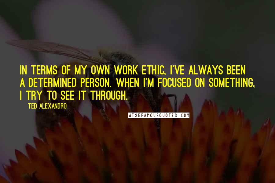 Ted Alexandro Quotes: In terms of my own work ethic, I've always been a determined person. When I'm focused on something, I try to see it through.