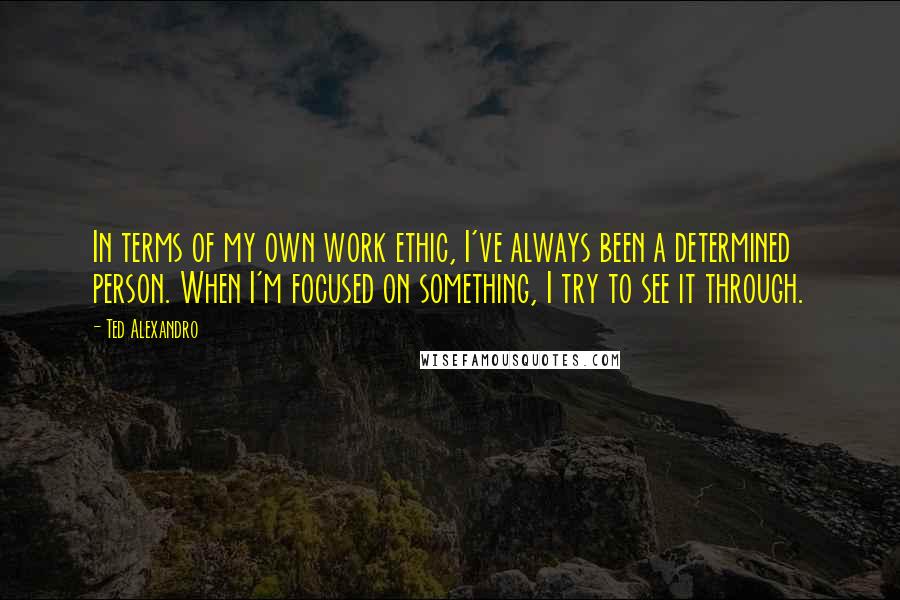 Ted Alexandro Quotes: In terms of my own work ethic, I've always been a determined person. When I'm focused on something, I try to see it through.