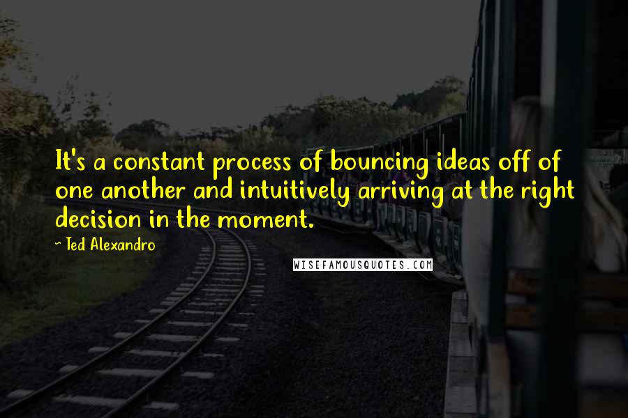 Ted Alexandro Quotes: It's a constant process of bouncing ideas off of one another and intuitively arriving at the right decision in the moment.
