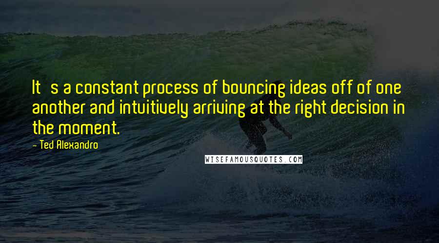 Ted Alexandro Quotes: It's a constant process of bouncing ideas off of one another and intuitively arriving at the right decision in the moment.