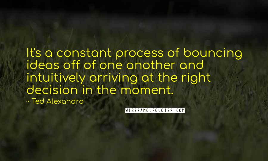 Ted Alexandro Quotes: It's a constant process of bouncing ideas off of one another and intuitively arriving at the right decision in the moment.