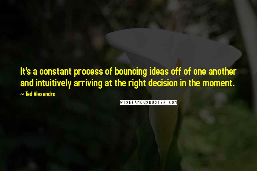 Ted Alexandro Quotes: It's a constant process of bouncing ideas off of one another and intuitively arriving at the right decision in the moment.