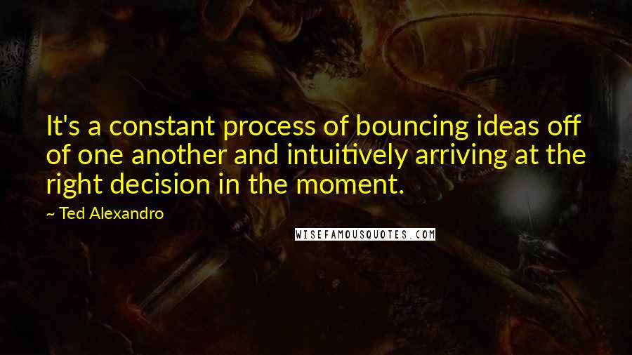 Ted Alexandro Quotes: It's a constant process of bouncing ideas off of one another and intuitively arriving at the right decision in the moment.