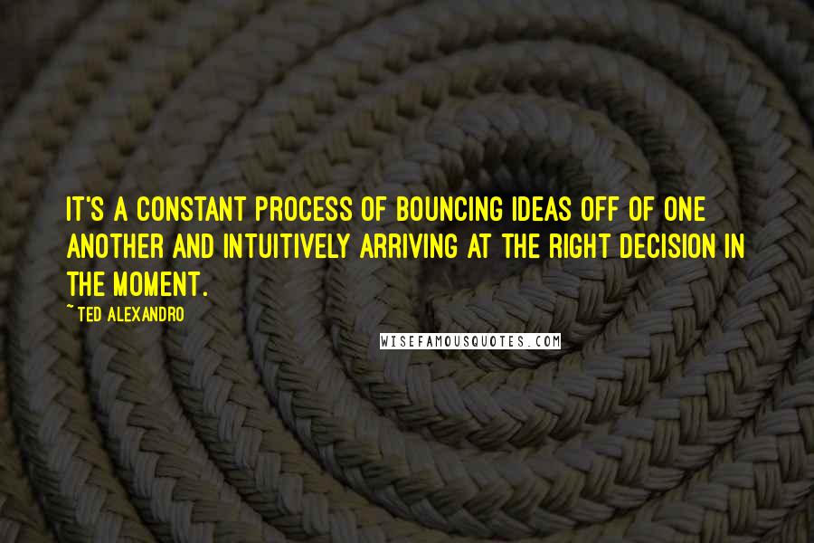 Ted Alexandro Quotes: It's a constant process of bouncing ideas off of one another and intuitively arriving at the right decision in the moment.