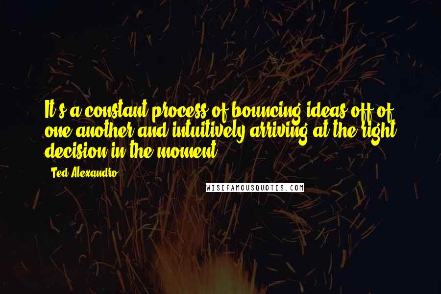 Ted Alexandro Quotes: It's a constant process of bouncing ideas off of one another and intuitively arriving at the right decision in the moment.