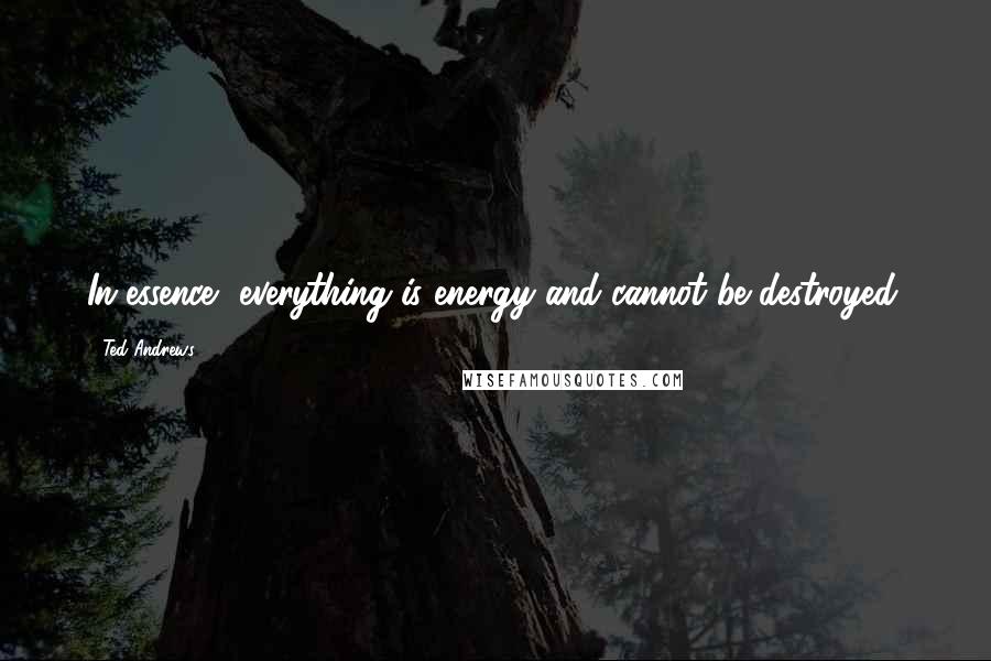 Ted Andrews Quotes: In essence, everything is energy and cannot be destroyed.