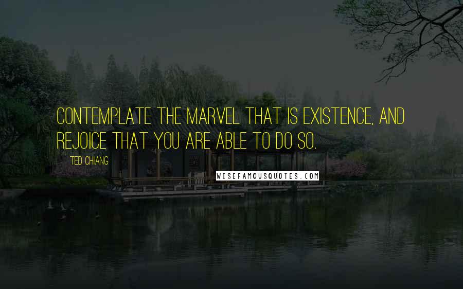 Ted Chiang Quotes: Contemplate the marvel that is existence, and rejoice that you are able to do so.