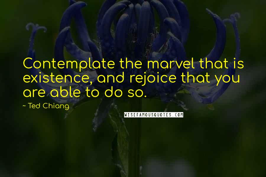 Ted Chiang Quotes: Contemplate the marvel that is existence, and rejoice that you are able to do so.