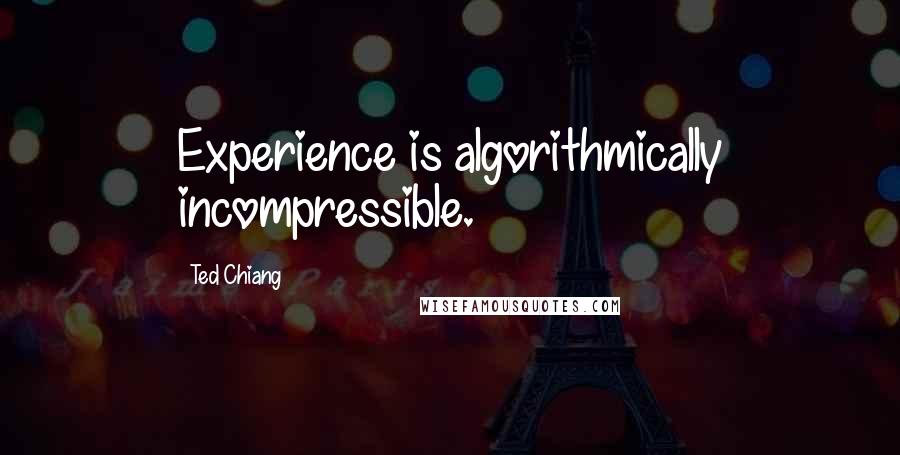 Ted Chiang Quotes: Experience is algorithmically incompressible.