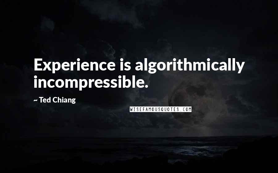 Ted Chiang Quotes: Experience is algorithmically incompressible.