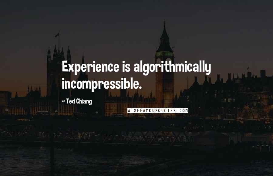 Ted Chiang Quotes: Experience is algorithmically incompressible.