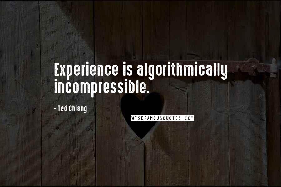 Ted Chiang Quotes: Experience is algorithmically incompressible.