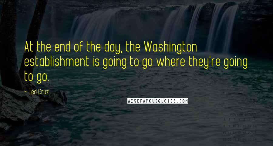 Ted Cruz Quotes: At the end of the day, the Washington establishment is going to go where they're going to go.