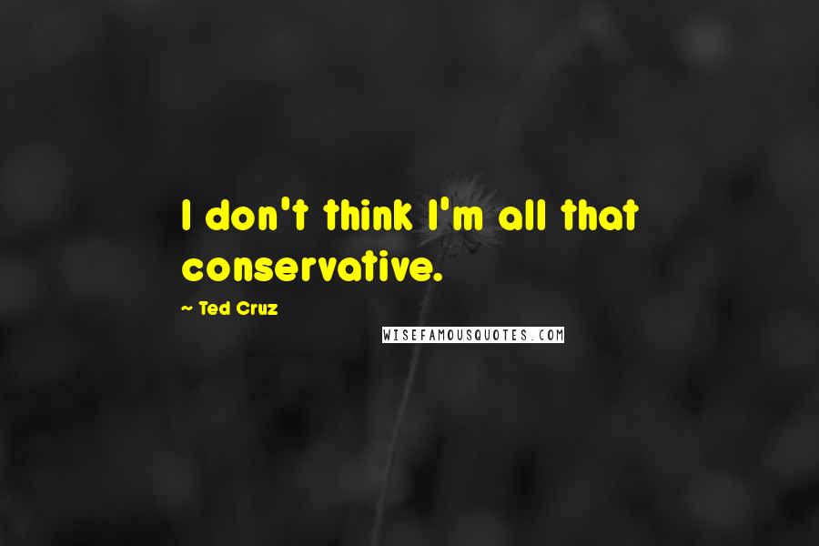 Ted Cruz Quotes: I don't think I'm all that conservative.