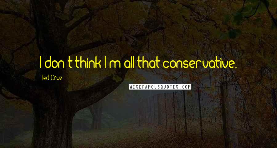 Ted Cruz Quotes: I don't think I'm all that conservative.